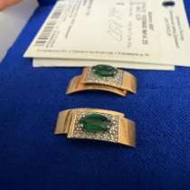 Серьги с изумрудом и бриллиантами, в Москве