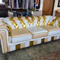 Кожаный диван Честер в стиле пэчворк, в Зеленограде
