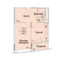 1-к квартира, улица Советская, дом 1, площадь 42,5, этаж 12, в Королёве