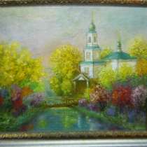 Картина масло Церковь на картоне, в Иркутске