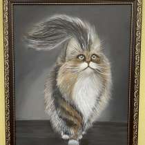 Продаётся картина "Домашняя кошка",холст 40х50см, масло, в Видном