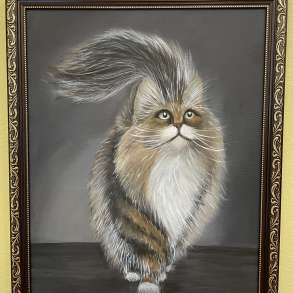 Продаётся картина "Домашняя кошка",холст 40х50см, масло, в Видном
