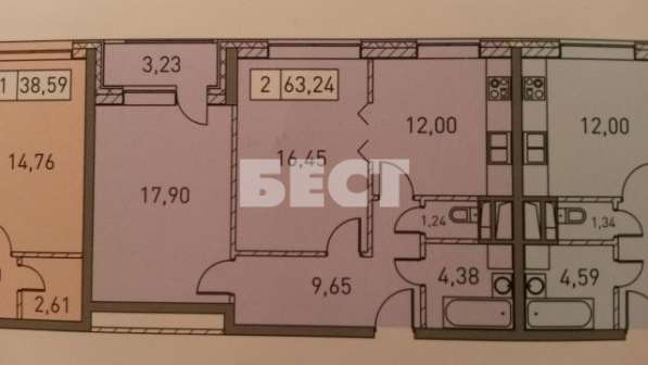 Продам двухкомнатную квартиру в Москве. Жилая площадь 63 кв.м. Этаж 4. Есть балкон.