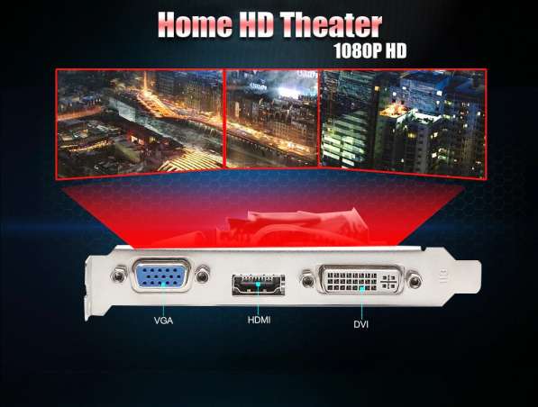 Видеокарта VEINEDA GT610 отображает карты VGA 2 ГБ DDR3 700/