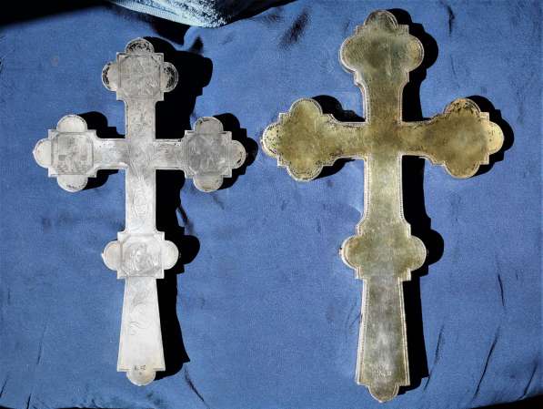 Пара старинных напрестольных крестов. Серебро «84». XIХ век в Санкт-Петербурге фото 6
