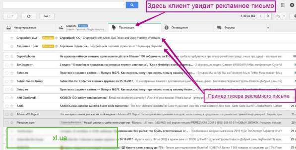 Реклама в почте Gmail в фото 4