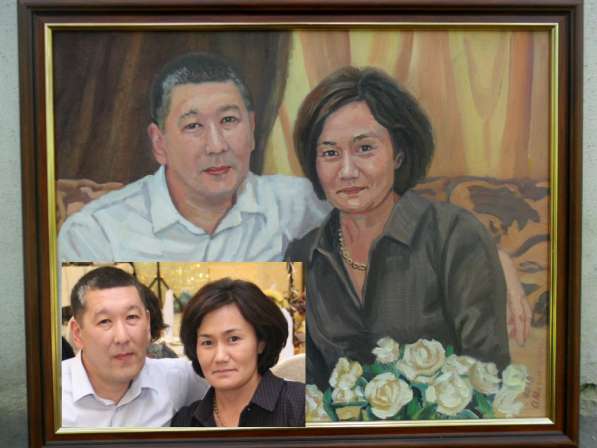 Двойной портрет маслом на заказ в Алматы в фото 17