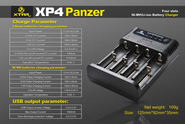Xtar Универсальное зарядное устройство XTAR XP4 для 4-х АКБ Li-ion / Ni-Mh / Ni-Cd