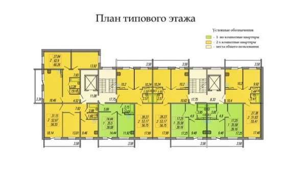 Продам двухкомнатную квартиру в Череповце. Жилая площадь 55,41 кв.м. Этаж 3. Есть балкон.
