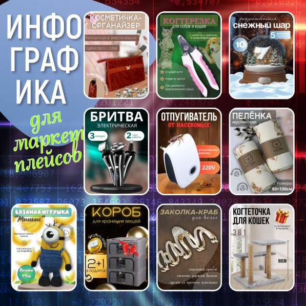 Инфографика для маркетплейсов| Дизайн карточек