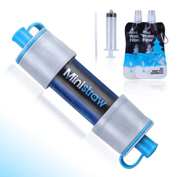 Mini water filter for emergency hiking