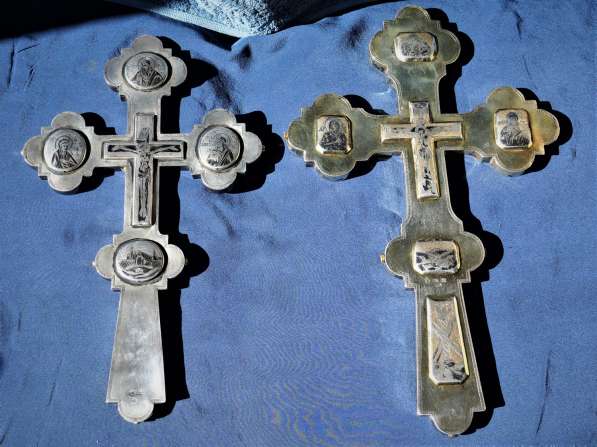 Пара старинных напрестольных крестов. Серебро «84». XIХ век в Санкт-Петербурге фото 7