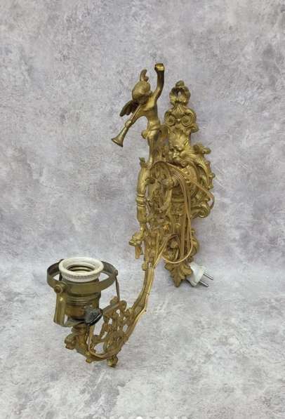 Настенный светильник с ангелом с дудочкой, бронза, золочение в Ставрополе фото 8
