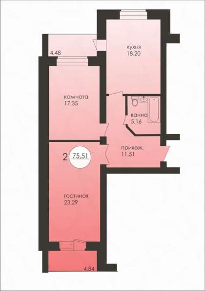 2-х ком. квартира 72 кв. м в Оренбурге