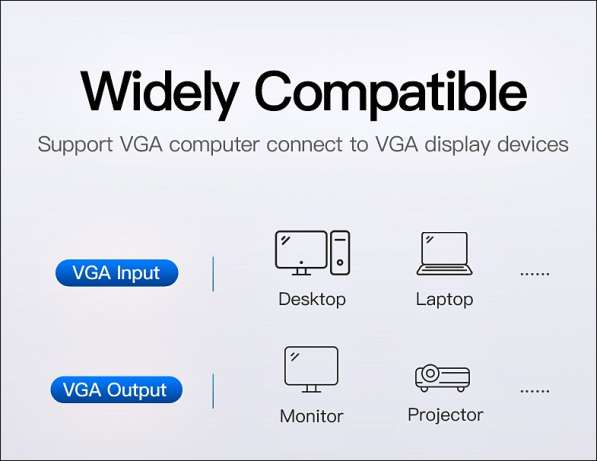 SPLITTER VGA 1*2 позволяет разветвлять VGA сигнал на 2 VGA в фото 3