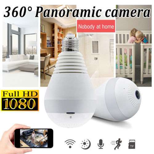 Лампа IP Камера (видеонаблюдения), Wi-Fi 1080P на 360°