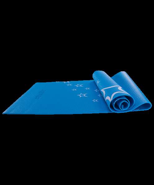 Коврик для йоги FM-102 PVC 173x61x0,5 см, с рисунком, синий в Сочи