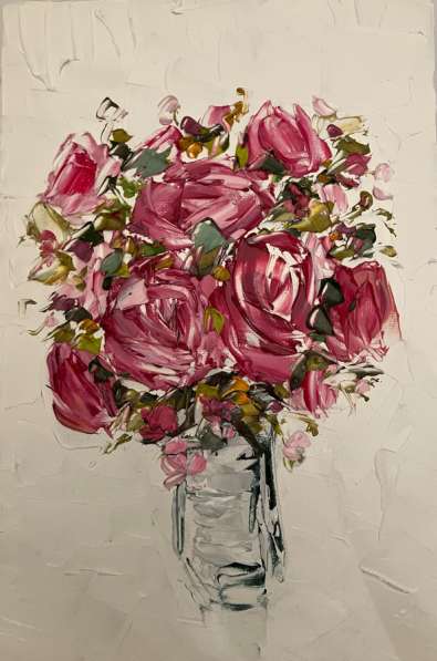 Картнна маслом цветы мастихином