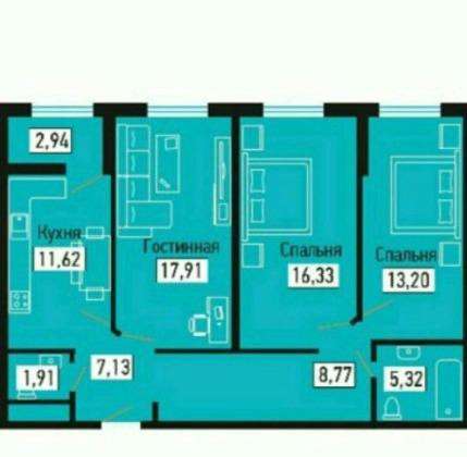 Продам трехкомнатную квартиру в Краснодар.Жилая площадь 81 кв.м.Этаж 7.Дом кирпичный.
