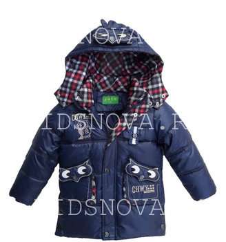 Куртка зимняя детская на мальчика с аппликациями совы "Сова" в Москве