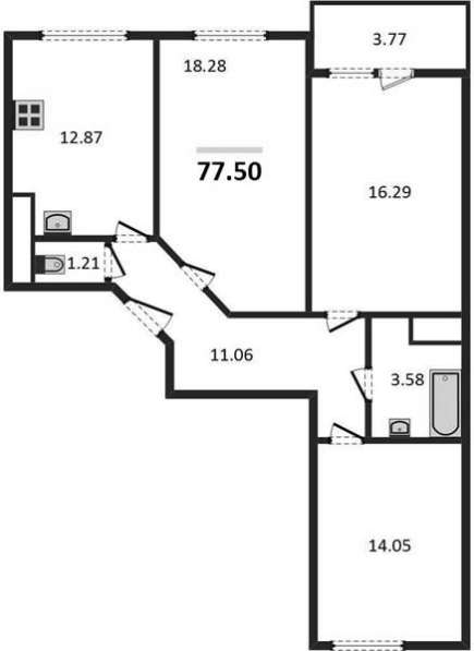 Продам трехкомнатную квартиру в Волгоград.Жилая площадь 77,50 кв.м.Этаж 12.