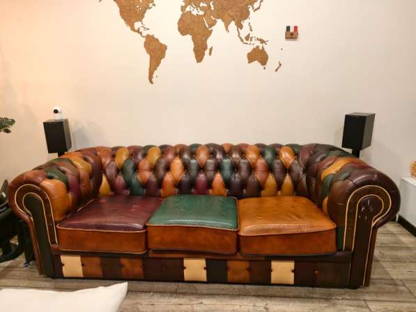 Диван кожаный честер печворк в Москве