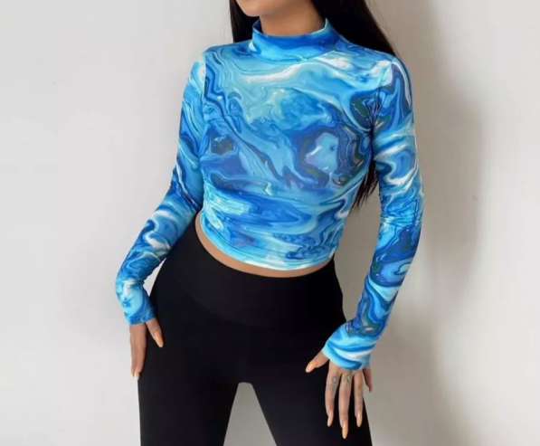 Топ синий с принтом