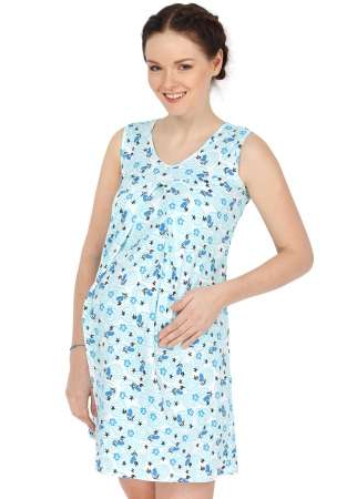 Ночная сорочка сердечки бирюзовые для беременных и кормящих