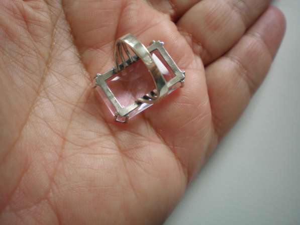 Авторское серебряное кольцо с розовым топазом 17 размера в фото 3
