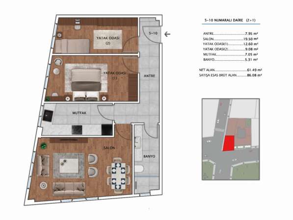3-к. квартира 87м² Турция, Стамбул, Бейоглу в фото 9
