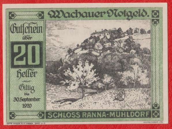 Австрия Шпиц нотгельд 20 геллеров 1920 г. выпуск 4