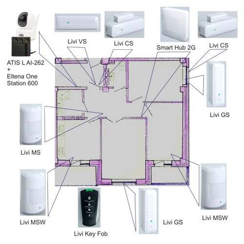Комплект Умная охрана Livicom для трёхкомнатной квартиры