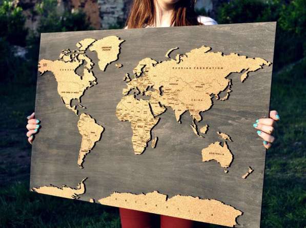 Карта мира из Украинской древесины, сувенирная продукция в фото 3