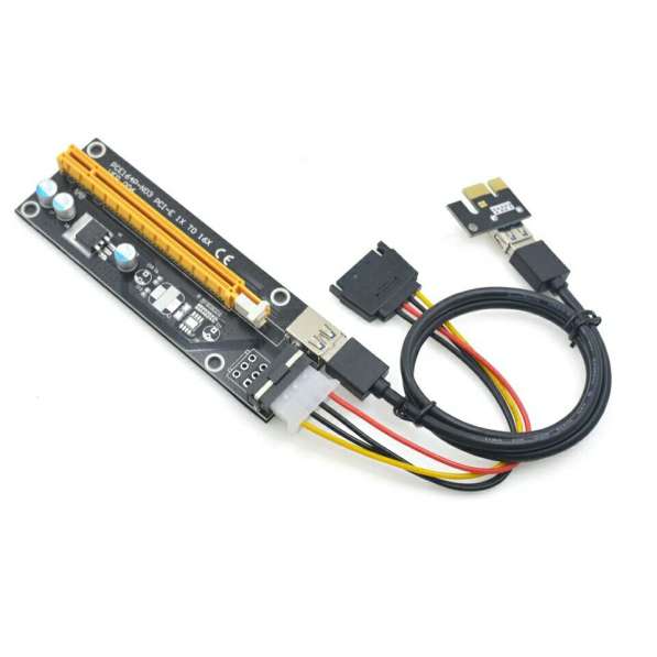 Райзер riser PCI-E x1-x16 60см доп питание molex в Красноярске фото 15