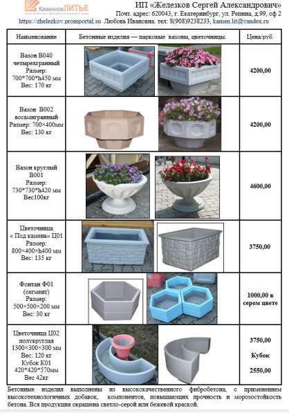 Бетонные вазоны, цветочницы бетонные, вазоны уличные в Екатеринбурге
