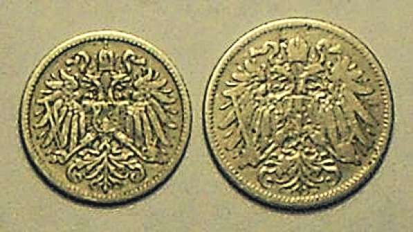 10 геллеров 1895г.; 20 геллеров 1894г. Австрия в Смоленске фото 3