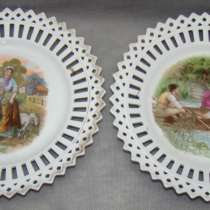 Тарелки ажурные фарфоровые старинные 2шт (W289), в Москве