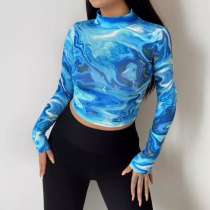 Топ синий с принтом, в Домодедове